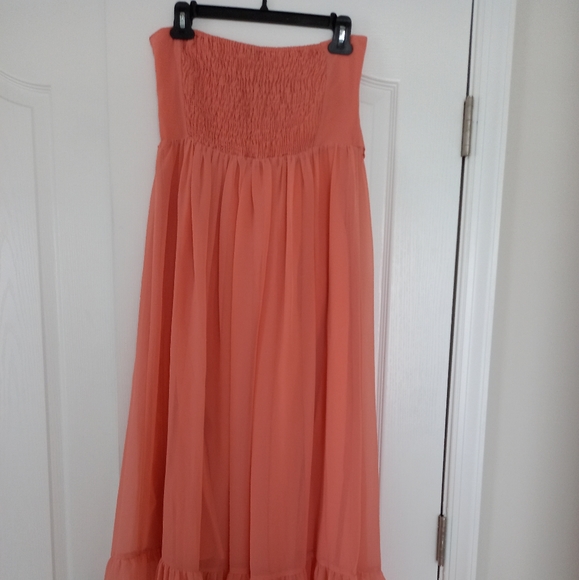 NWT coral maxi strapless dress size L - Picture 4 of 7